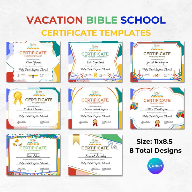 Vacation Bible School Ribbons For Graduation Vacation Bible School Certificate Template | Canva Editable (digital ...