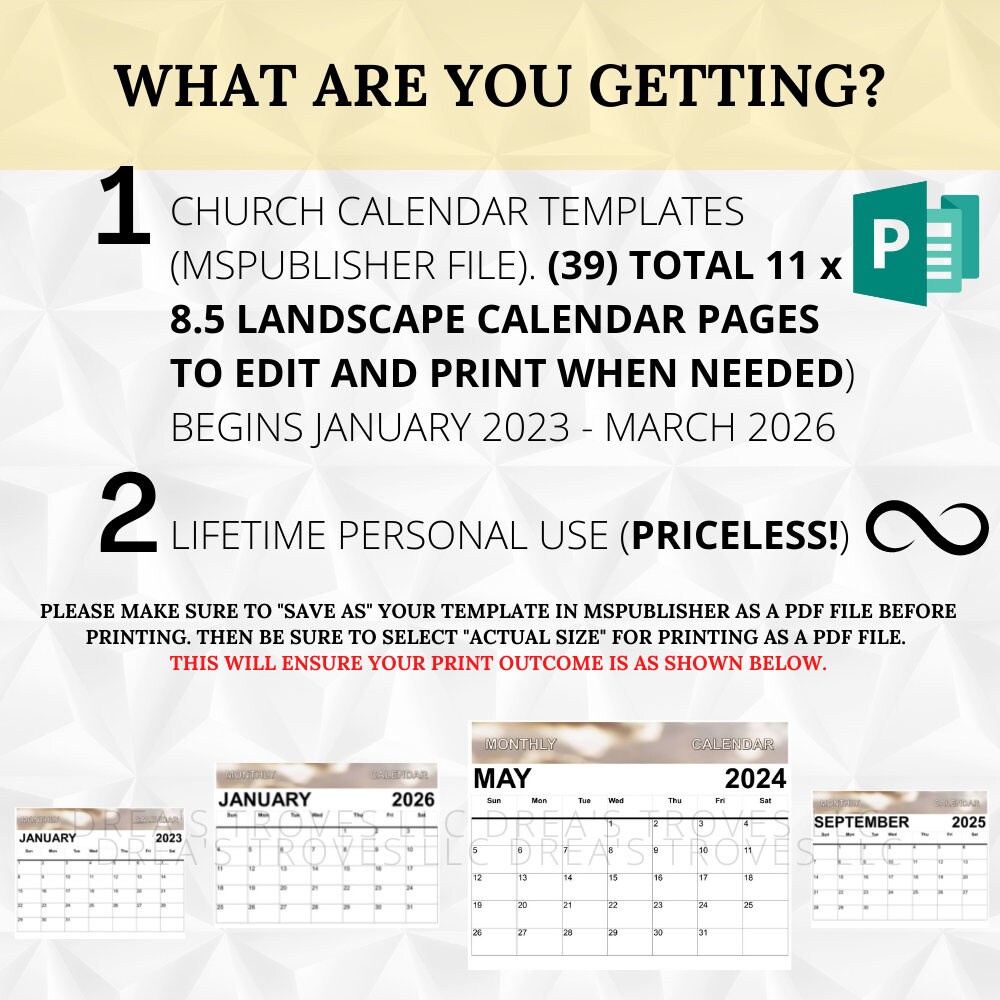 Church Calendar MS Publisher File Year 2023 , 2024, 2025 and 2026 File Size  11x8.5 Church Bulletin Board Calendar or Program Insert - Etsy