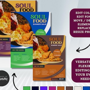 CANVA Dinner Sale Flyer | Fully Editable | Sizes: 8.5x11, 5x7 | Fundraising Church Business | Kitchen Menu Food Giveaway Event Template