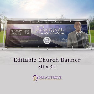CORJL Pastoral Installation Banner Template | Pastor Appreciation | Editable | Size: 8 ft width x 3 ft length