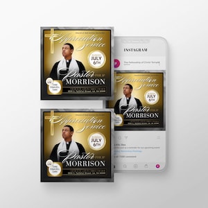 CANVA Black Gold Church Flyer | Pastor Anniversary | Pastor Appreciation | Pastoral Anniversary Flyer | Editable Canva Template | Canva