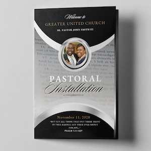Pastoral Installation Service Brochure | Pastoral Installation Service Program | Pastor Inauguration Church Install | 11x8.5 Fold 8.5x5.5