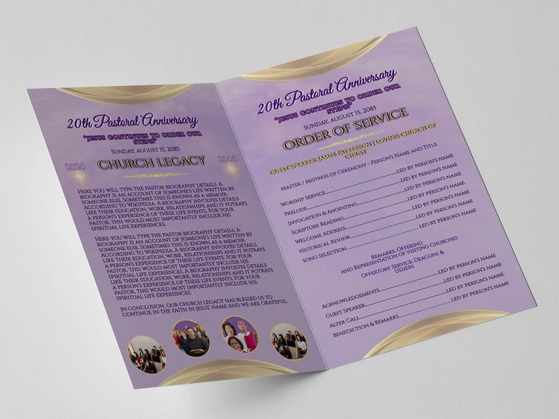 CORJL Church Anniversary Program Template | Pastor Appreciation Service ...