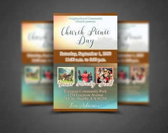 CORJL Church Picnic Flyer Template | Editable in Corjl | 2 Sizes: 8.5x5.5 and 8.5x11