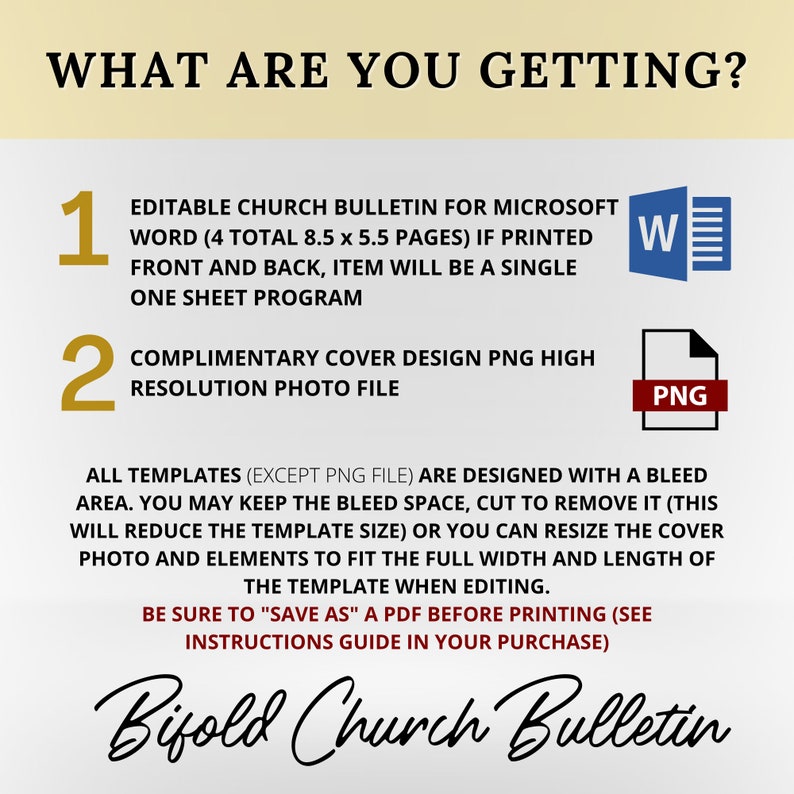 Editable Church Bulletin Template 4 Pages microsoft Word Etsy