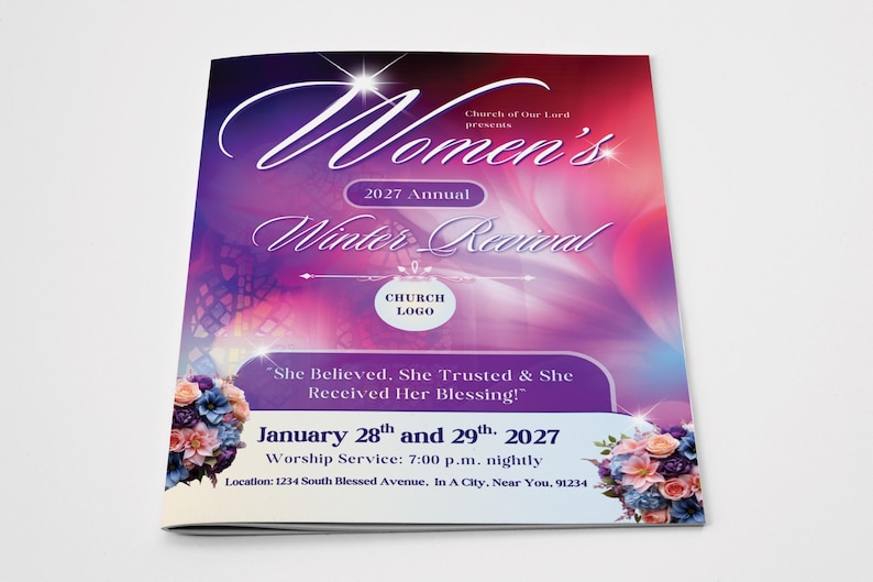 Womens Conference Program Template | True Revive Beauty / Peach Floral Booklet (Canva) immagine 15