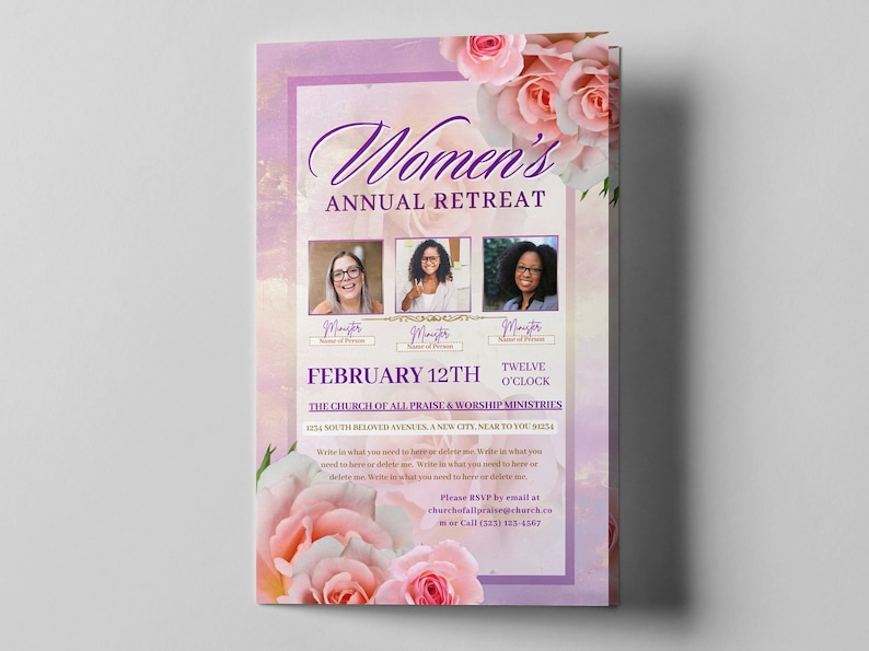 Canva Women's Day Program | Editable Template | Sizes: 11x8.5 | A ...