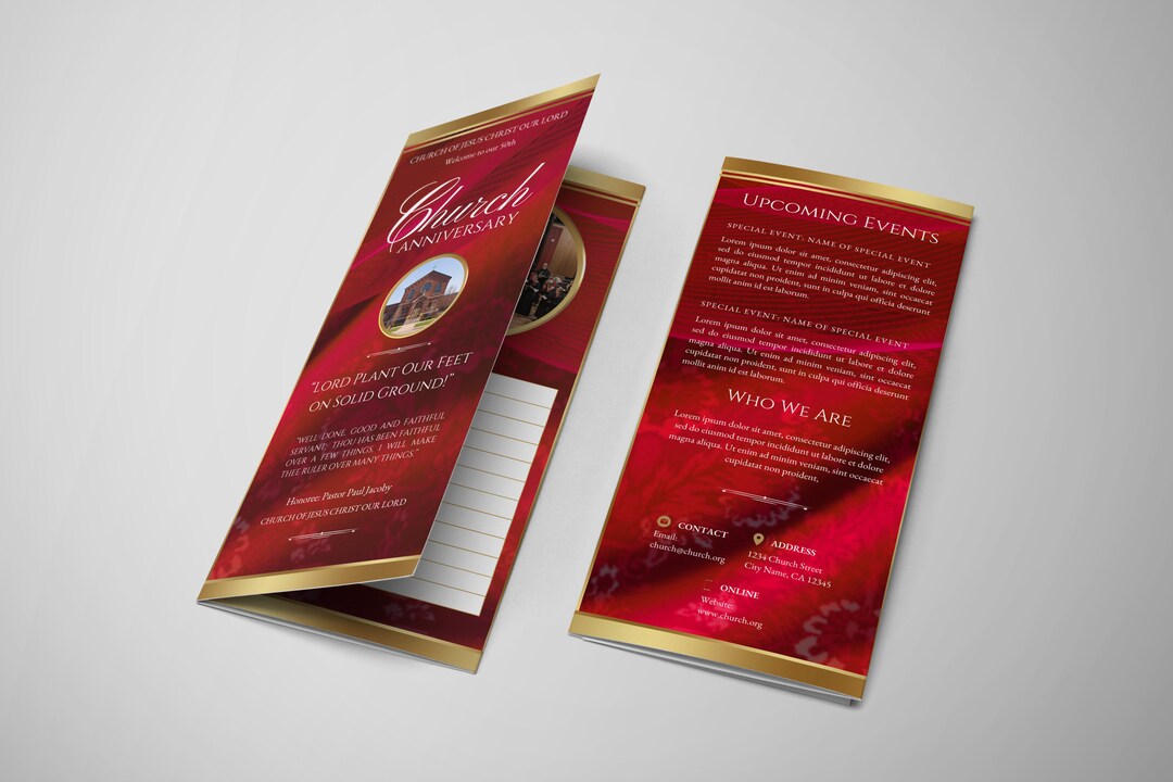 Church Anniversary Program | Red Ribbon Trifold Brochure Template ...