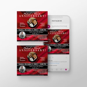CANVA Church Anniversary Flyer | Canva | Red Black | Church Invitation Flyer Invite