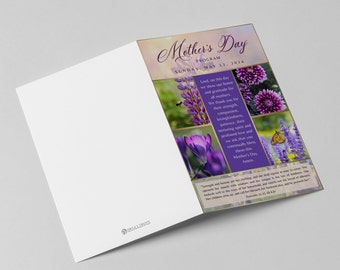 Mothers Day Church Bulletins | Program Cover | PDF & JPG Instant Download | Digital Printable | UNeditable | Print Sizes: 8.5x11 | Bifold