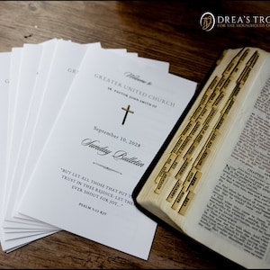 CANVA Church Bulletin Template | Canva Church Bulletin | Bifold Bulletin | Editable Program | H400