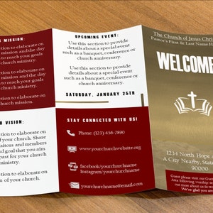 MICROSOFT Editable Church Bulletin Template | Church Trifold PowerPoint Photo Optional |  11x8.5 US Letter Size | Personalize & Print!