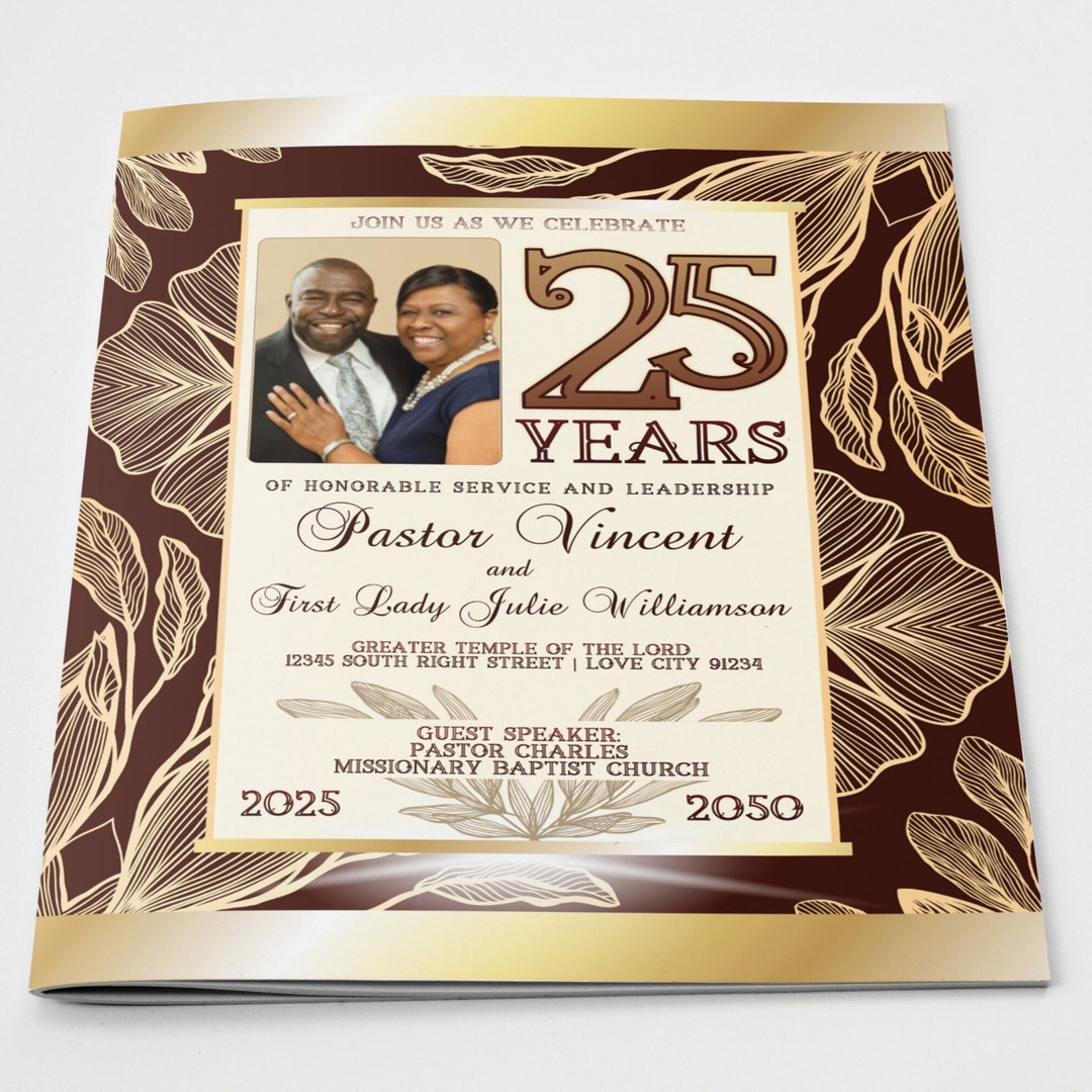 Church / Pastoral Anniversary Program Template Fully Editable in Corjl Church / Pastoral Anniversary Program Template Fully Editable in Corjl