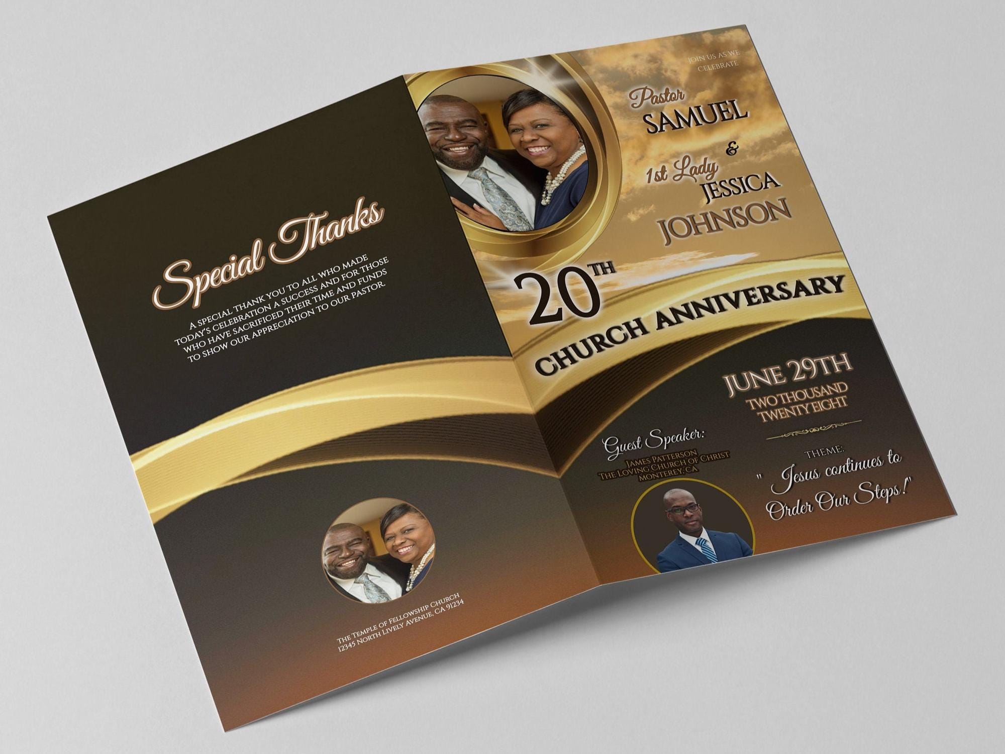 Editable Pastor Appreciation Program Template | Church Anniversary ...
