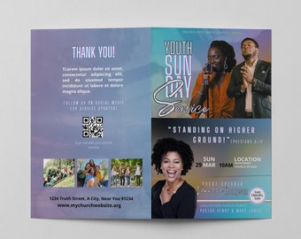 Youth Church Program Template | Back to School Event Brochure (11x8.5)