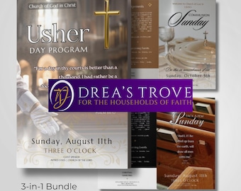 Church Usher Day Program Template | Anniversary, Communion, Pack a Pew (Canva Editable)