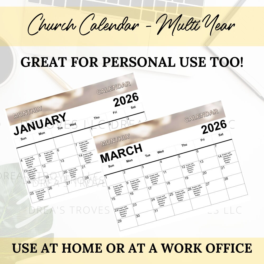 Church Calendar MS Publisher File Year 2023 , 2024, 2025 and 2026 File Size  11x8.5 Church Bulletin Board Calendar or Program Insert - Etsy