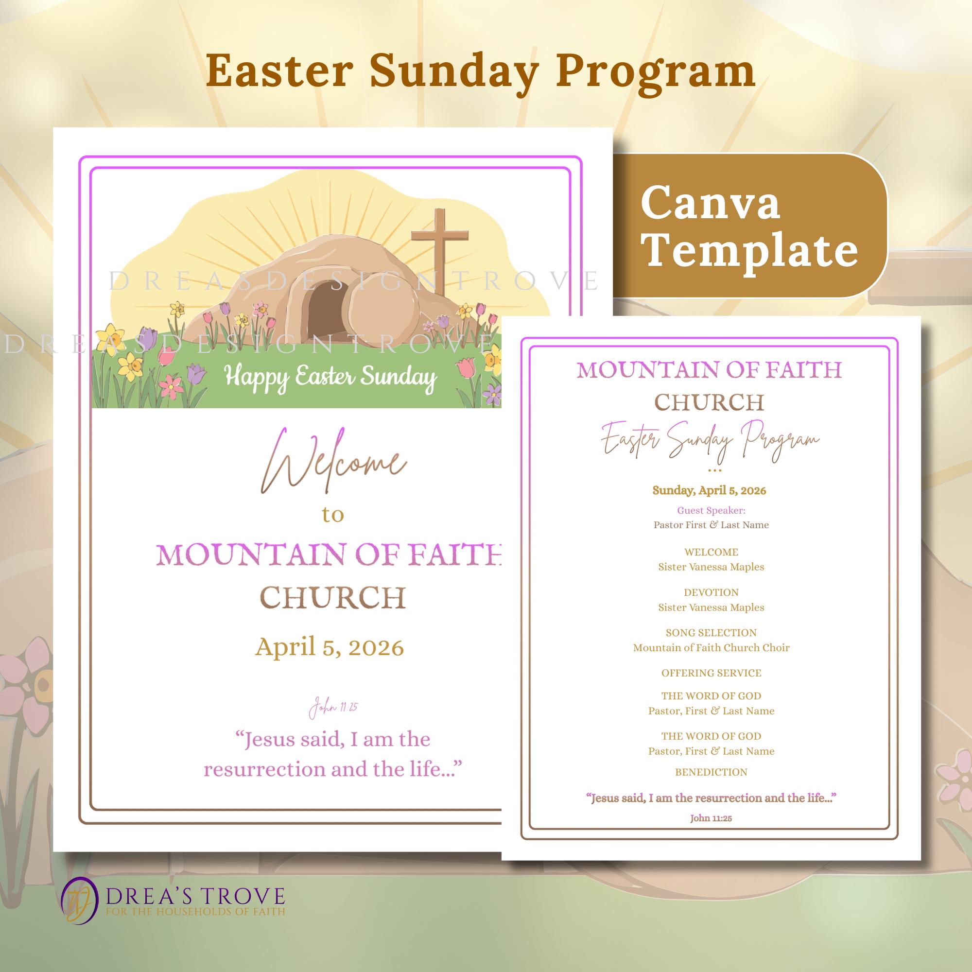 Easter Weekly Program Easter Program Template | Canva Editable | 8.5x11 | Double-sided - Etsy