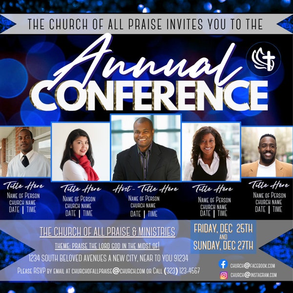 CANVA Church Conference Flyer | Women's Annual Church Bundle | Instagram | Facebook | Email or Text Photo | Size 1080x1080 / 4x4 inches