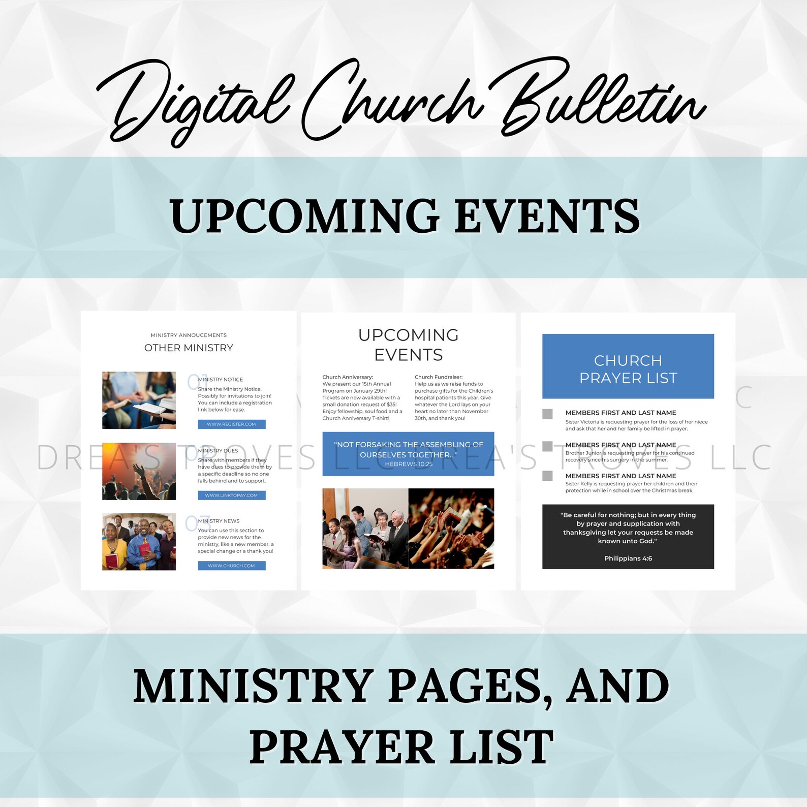 Digital Church Bulletin Template Editable in Canva Size Etsy