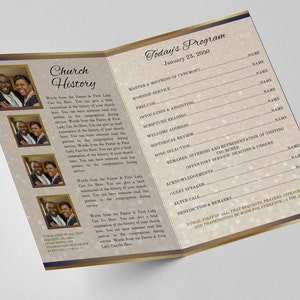 CANVA Editable Church Program Template | Bundle | Deep Plum Purple & Sparkle Gold | Sizes: 11x8.5 , 17x11 | Anniversary Pastoral Service