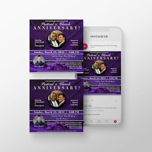 CANVA Church Anniversary Flyer | Canva | Purple | Church Invitation Flyer Invite