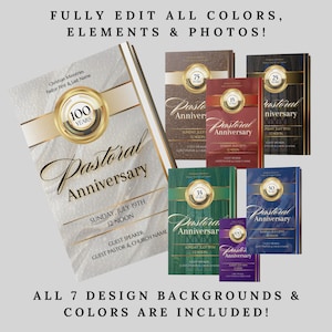 CANVA Church Anniversary Program | Editable Canva Template | White & Gold | Size: 11x8.5 | Bifold | 4 page | Pastor Appreciation | Silver