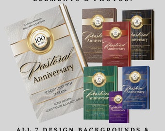 CANVA Church Anniversary Program | Editable Canva Template | White & Gold | Size: 11x8.5 | Bifold | 4 page | Pastor Appreciation | Silver
