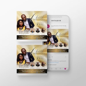 CANVA Church Anniversary Invitation | Canva | White Gold