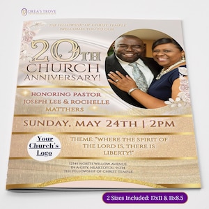 CORJL Church Anniversary Program Template Bundle | Editable | Elegant Peach Gold & Silk | Size: 8.5x11 Folded-8.5x5.5 | Womens Conference