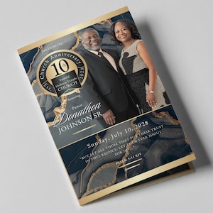 Onyx & Gold Church Anniversary Program Template (Canva Editable)