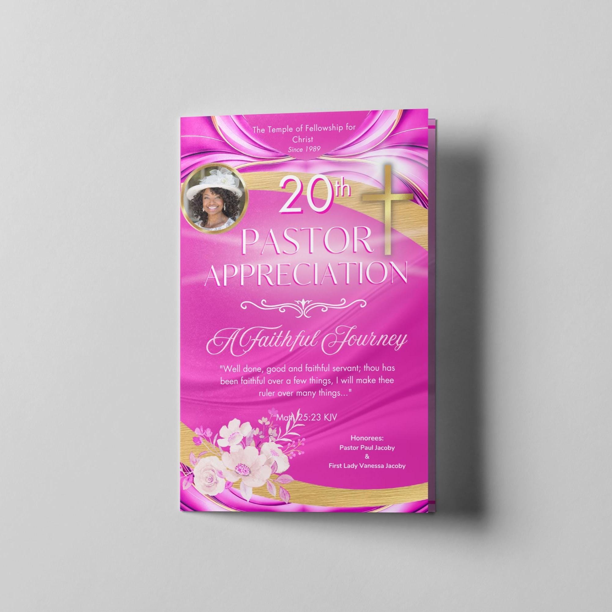 Female Pastor Appreciation Program Template | Pink & Gold (canva ...