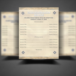 CANVA Church Anniversary Flyer & Program Template | Personalize and Download (Canva Only) | Navy Blue Ivory Cream Theme | Size: 8.5x11