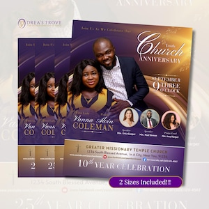 CANVA Church Anniversary Invitation | Canva | Purple Gold