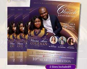 CANVA Church Anniversary Invitation | Canva | Purple Gold