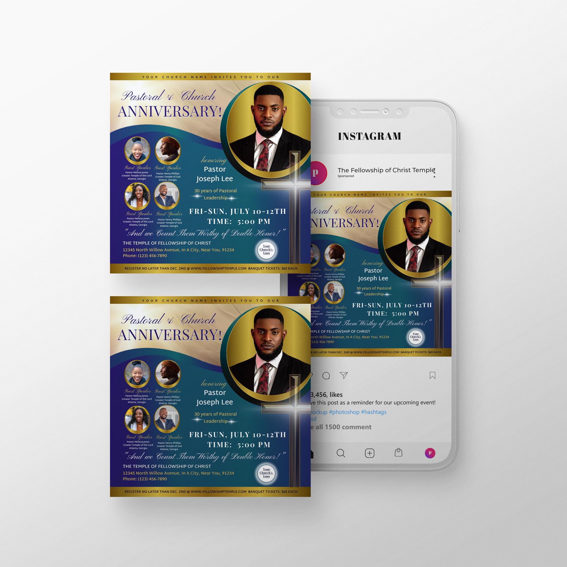 CANVA Church Anniversary Flyer Invite | Canva | Gold
