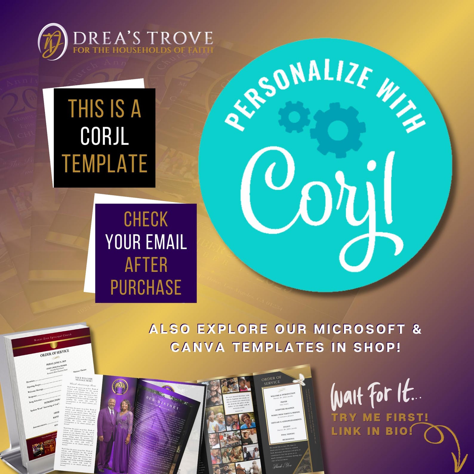 CORJL Ceremony Program Template | Editable | Elegant Lux Marble - Soft ...