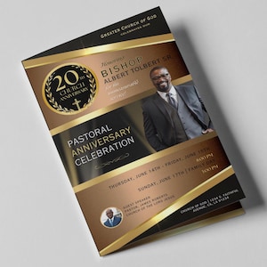 Canva Church Anniversary Program Template | Pastor Anniversary Template