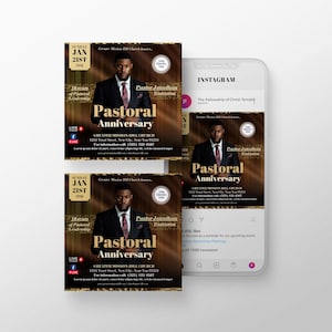 CANVA Pastor Church Anniversary Flyer | Canva | Black & Gold