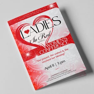 Ladies In Red Church Conference Program | Editable Canva Template (Digital Download)