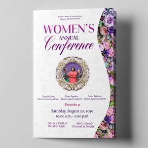 CORJL Womens Church Program | Editable | Lilac Dream | Conference | Retreat | Annual Meeting | Print: 11x8.5 Fold 8.5x5.5 |4 Page