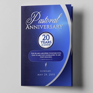 Blue & Silver Pastor Appreciation Program Template (Editable Corjl)