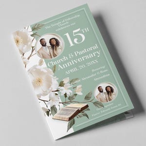Mint Green Church Anniversary Program Template | Editable, Blessed ...
