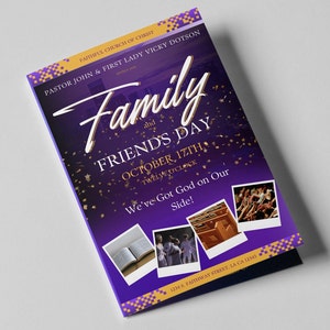CANVA Church Program Template | Family Day Editable Program | Sizes: 8.5x5.5 Bifold | Richly Blessed Purple | 1 sheet - 4 page