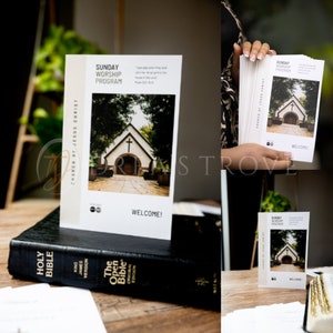 CANVA Church Bulletin Brochure Template | Size: 8.5x11 | Editable Colors | Replaceable Photos | Church Bulletin | Modern Design | 0100