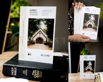 CANVA Church Bulletin Brochure Template | Size: 8.5x11 | Editable Colors | Replaceable Photos | Church Bulletin | Modern Design | 0100