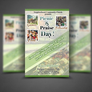 CORJL Church Picnic / Family and Friends Day Flyer | Editable in Corjl | Size: 8.5x5.5 (Half US Letter Page) | Personalize and Download!