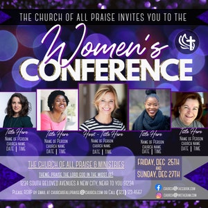 Church Conference Flyer Women's Annual Church Bundle Instagram Facebook Email or Text Photo Size 1080x1080 / 4x4 inches image 4