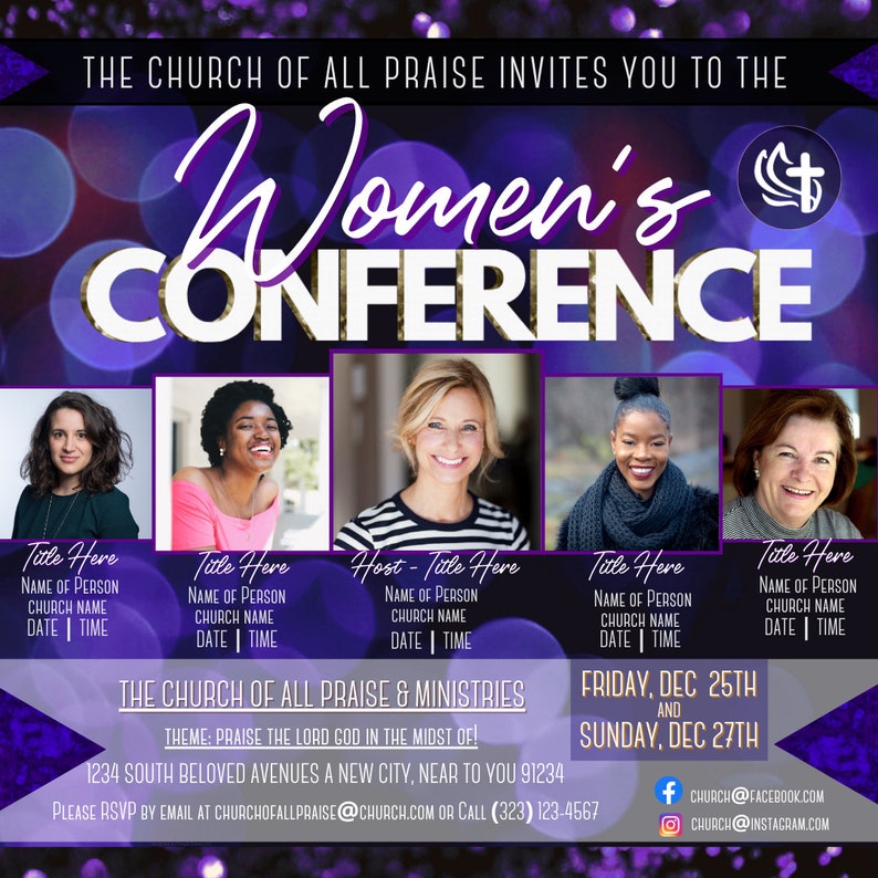 Church Conference Flyer Women's Annual Church Bundle Instagram Facebook Email or Text Photo Size 1080x1080 / 4x4 inches image 4