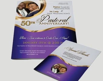 Church Anniversary Program Template – Gold, Purple, and Silver (Editable)